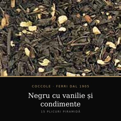 Ceai Coccole – Negru cu vanilie și condimente 15 plicuri